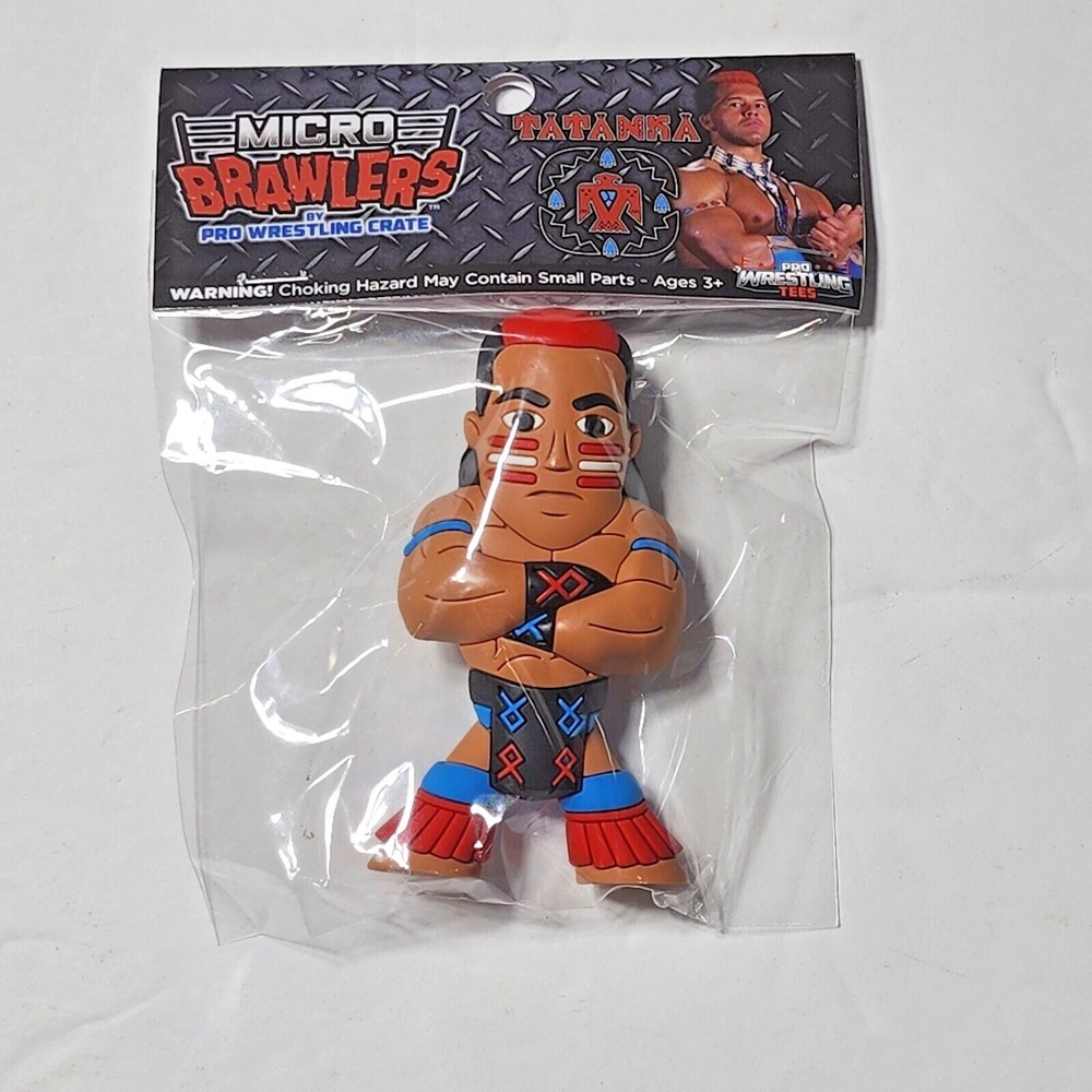 Pro Wrestling Crate Micro Brawlers Tatanka Figure 3 inch New Sealed PWT